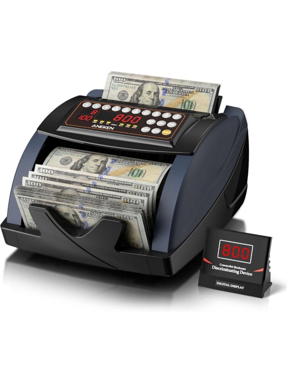 High-Speed Money Counter with Value Counting, 1300 Bills/Min for USD & EUR